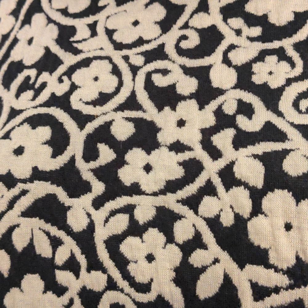 Avalanche Collection Black + White Floral Knit Bodycon Dress Faux Fur Collar Sz4 - Picture 4 of 7